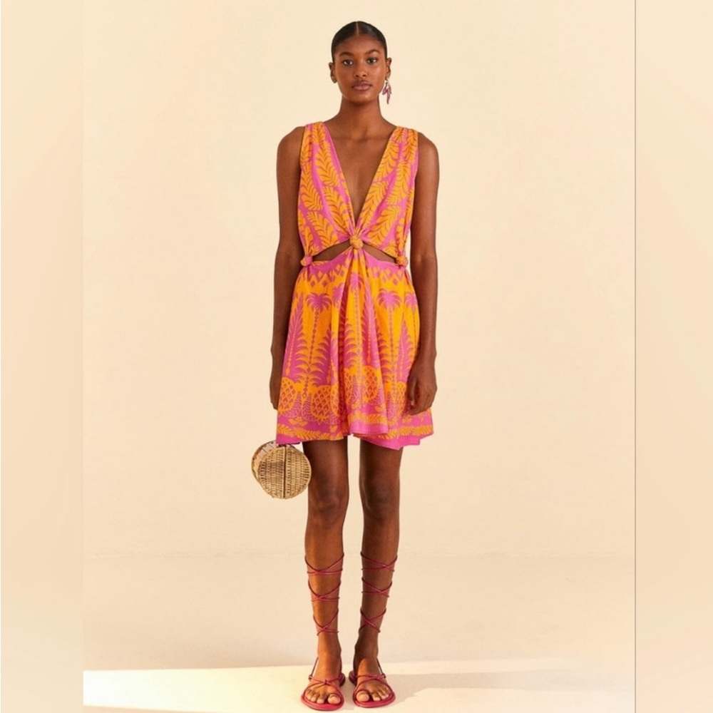 FARM Rio Orange and Purple Mini Dress
